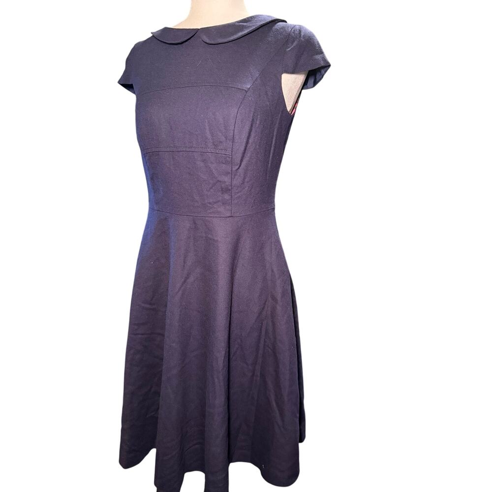 Boden Navy Peter Pan Collar Fit & Flare Dress, Mod Preppy, Size 6 Regular